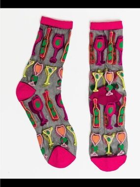 Sock Candy Cocktail Hour Block Sheer Crew Sock. Price firm.